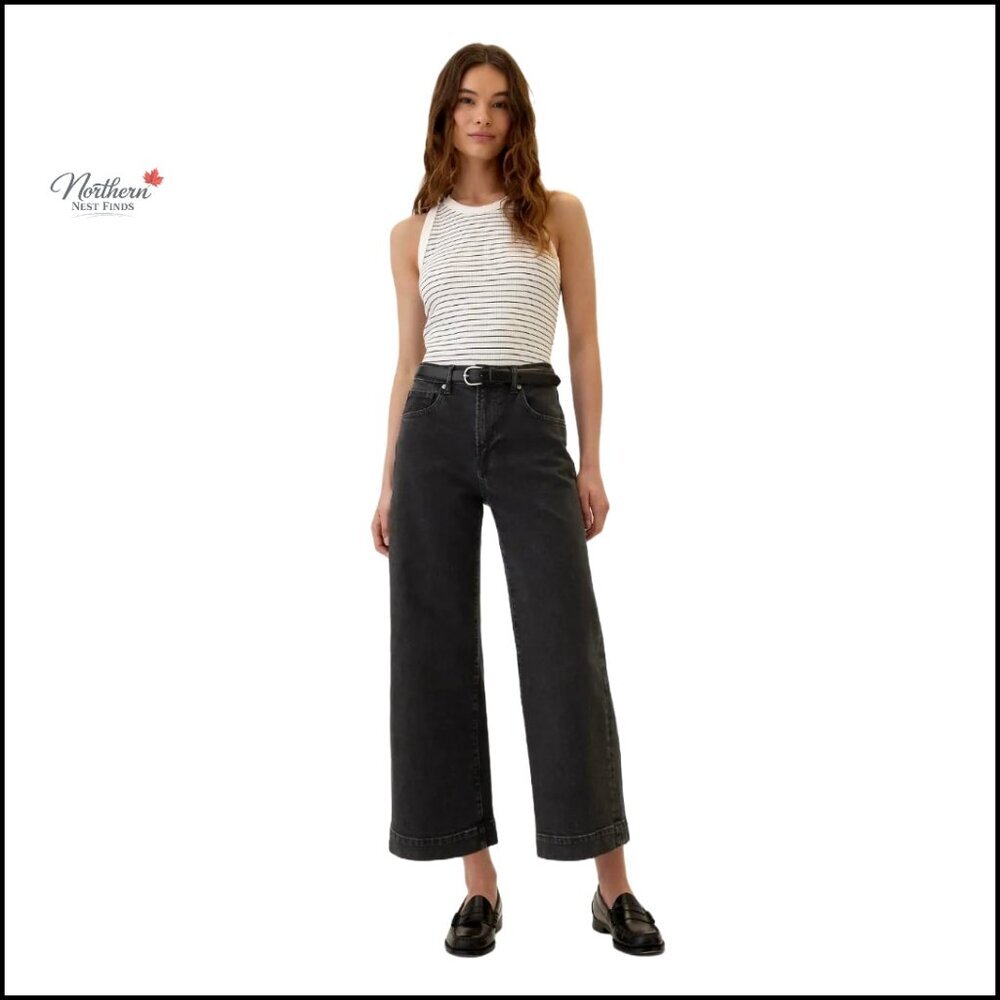 High Rise Wide Leg Cropped Jeans, 100% Cotton, Modern Fit, Vacation Style
